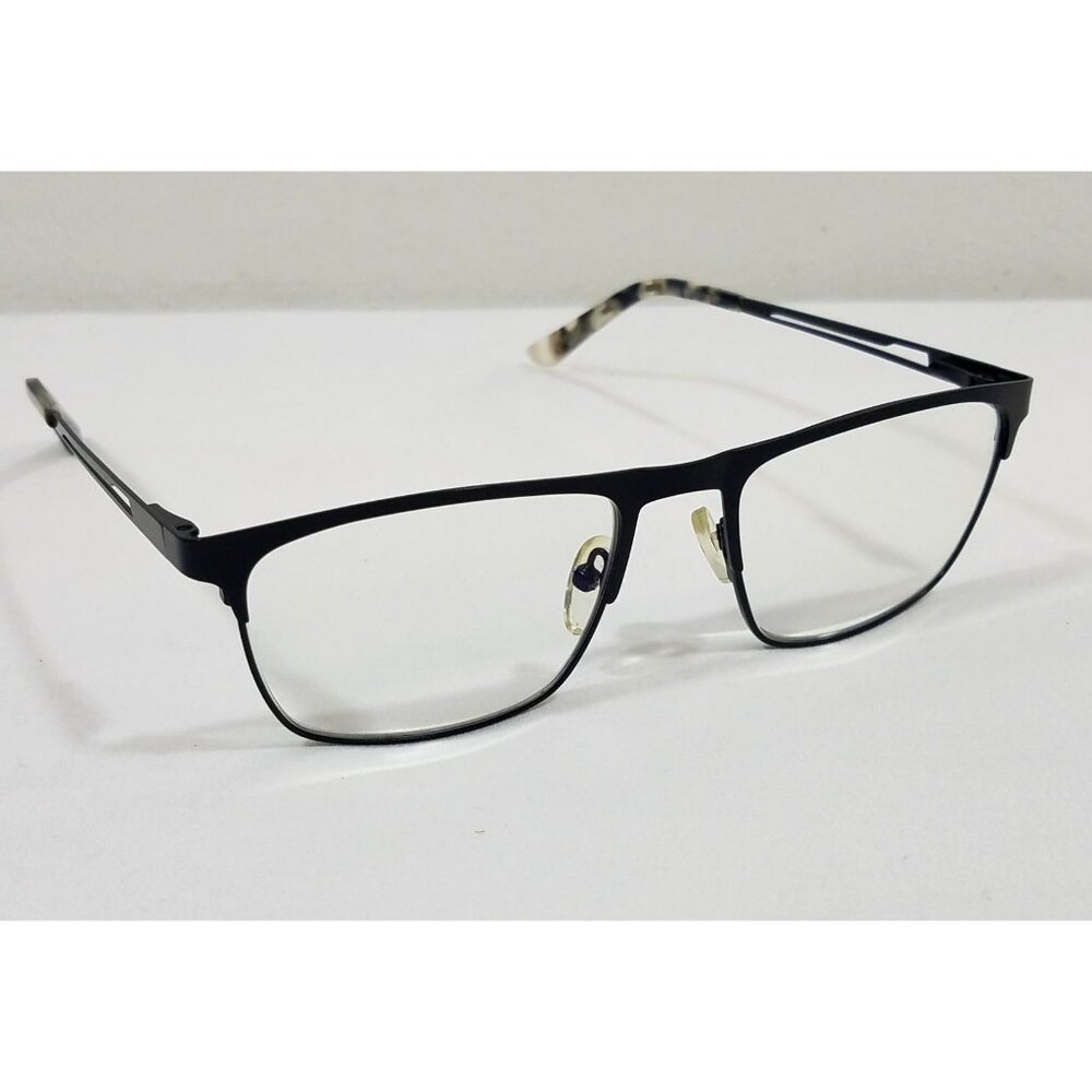 Black Metal Eyeglass Frames With Tortoise Temple Tips 51/17-141 C1